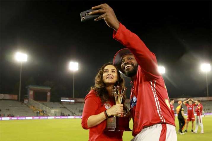 India Tv - Chris Gayle and Preity Zinta.