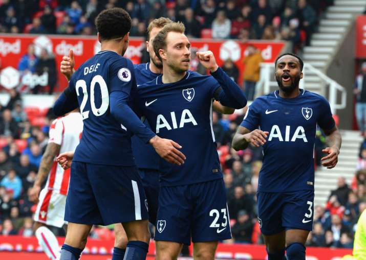 India Tv - Eriksen's brace saw off Stoke City