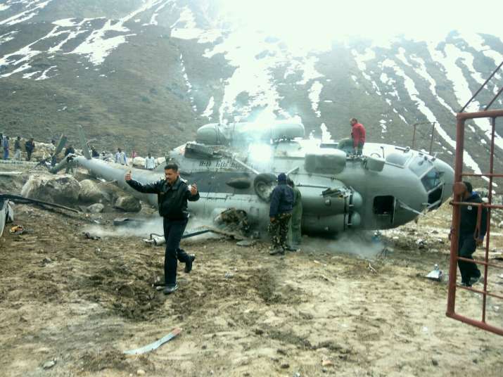 Mi-17 helicopter catches fire