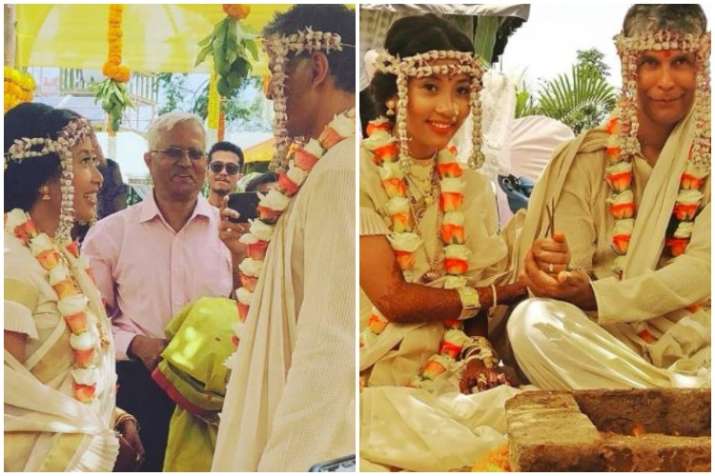 Image result for Milind Soman Marries Ankita Konwar