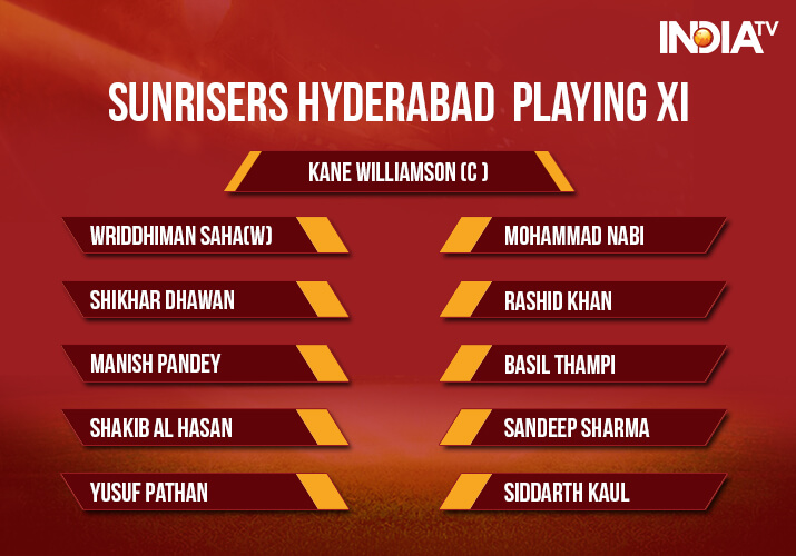 India Tv - Sunrisers Hyderabad Playing XI for the IPL 2018 Match 23