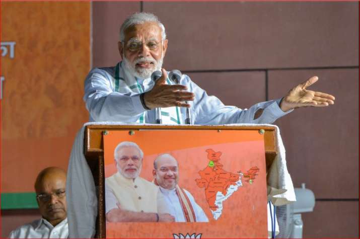 Prime Minister Narendra Modi addresses BJP party workers
