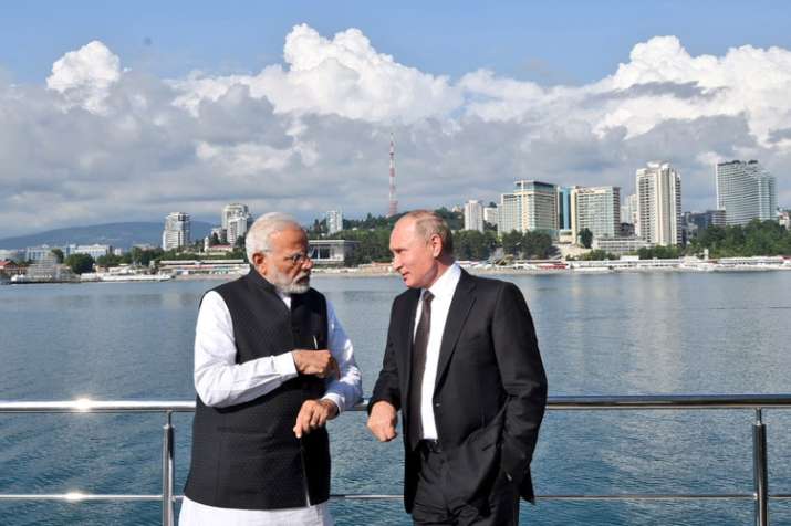 PM Narendra Modi meeting Vladimir Putin in Sochi.