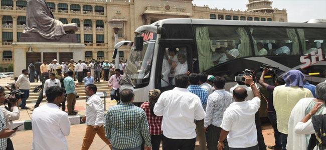 Congress, JD(S) MLAs being shifted to Hyderabad hotel from