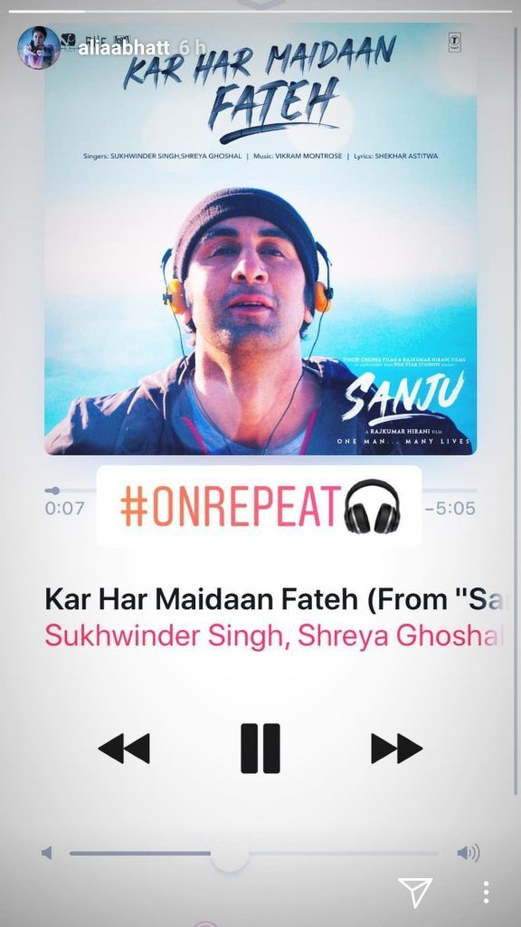 Alia Bhatt is addicted to Ranbir Kapoor's Kar Har Maidaan Fateh song from  Sanju. Here's how | Celebrities News – India TV