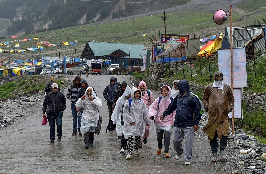 Image result for 60 day Amarnath yatra continues despite incessant rain