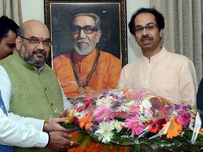 Image result for BJP Chief Amit Shah with Thackeray