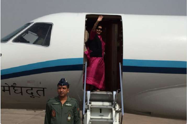 External Affairs Minister Sushma Swaraj on Saturday left