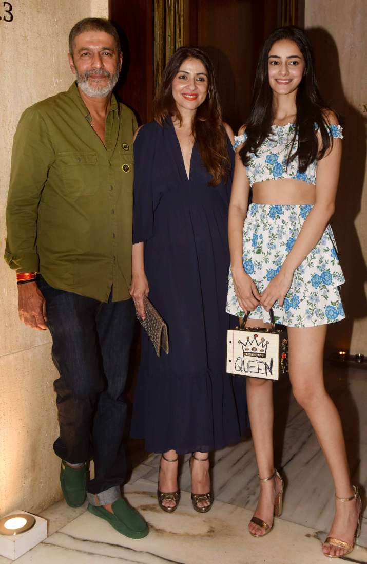 India Tv - Ananya Pandey with Chunky Pandey atÂ Manish Malhotra house party