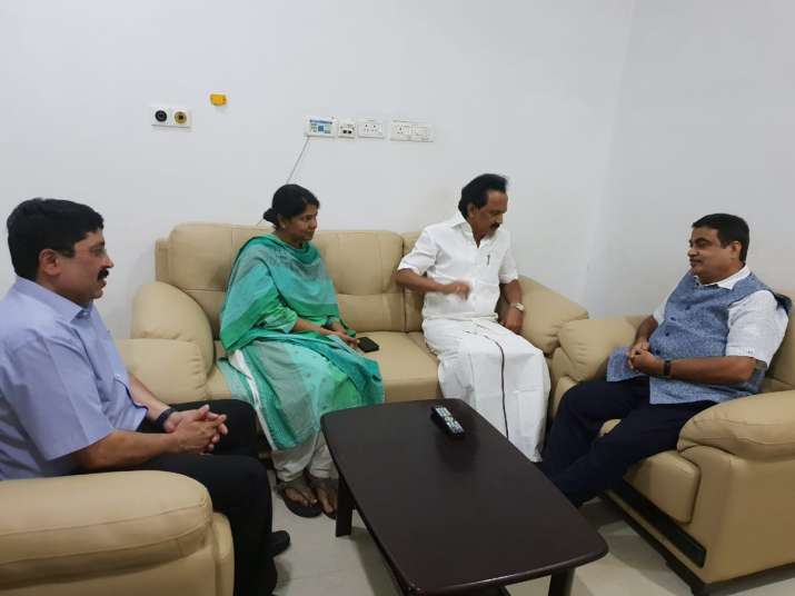 India Tv - Today visited Kauvery hospital Chennai to see senior leader Sri M Karunanidhi ji. I enquired about his health and wished for his speedy recovery: Nitin Gadkari tweeted on Monday