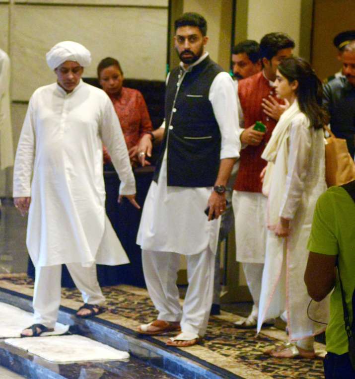 India Tv - Abhishek Bachchan at Rajan Nanda prayer meet 
