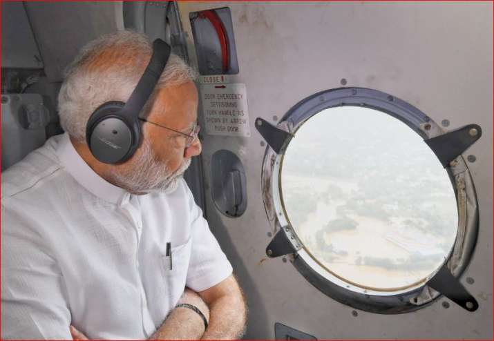 India Tv - PM Modi conducts aerial survey in flood-affected areas of Kerala