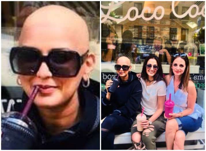 Image result for Sonali Bendre shares happy picture with Sussanne Khan on Friendship Day, says bald is beautiful