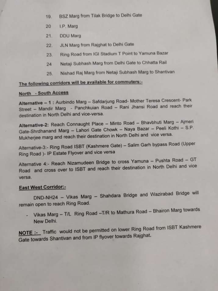 India Tv - Traffic advisory for Delhi