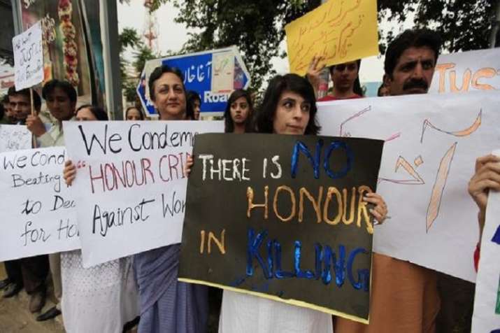 Members of civic society protesting against recent honour
