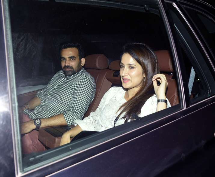 India Tv - Sagarika Ghatge and Zaheer Khan at Sui Dhaaga special screening. 
