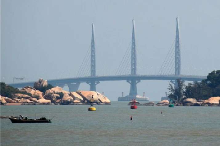 55-km-long sea bridge connecting Hong Kong to Macau and