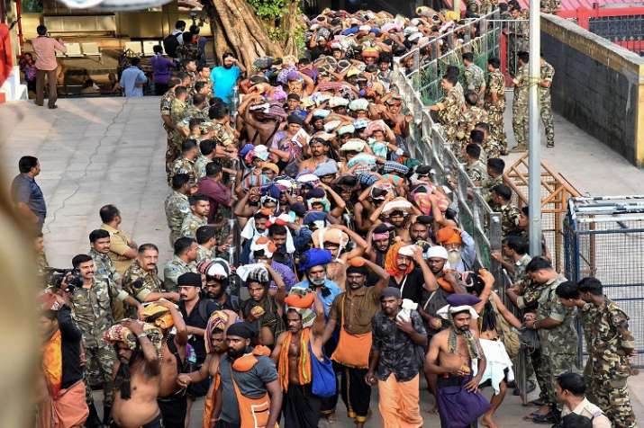  Devotees arrive at Sabarimala Temple, in Pathanamthitta