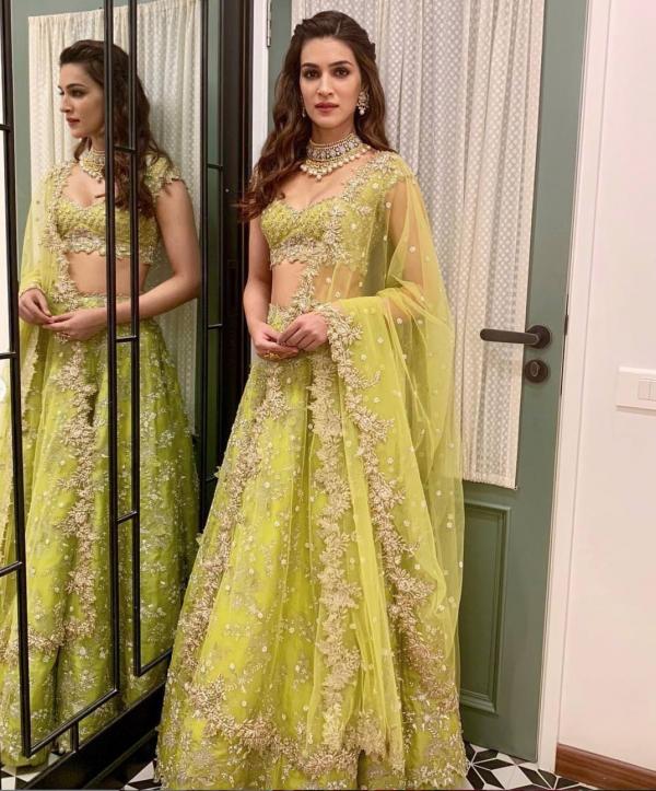 India Tv - Kriti Sanon opts for a fresh green gown by designer Anushree Reddy