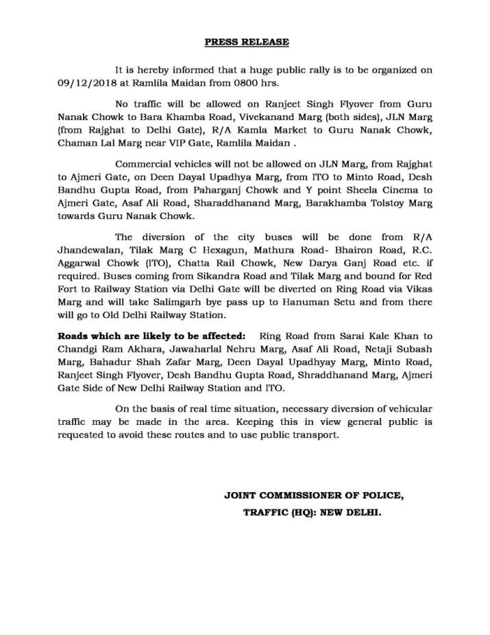 India Tv - Delhi Traffic Police issues advisory for diversion of routes