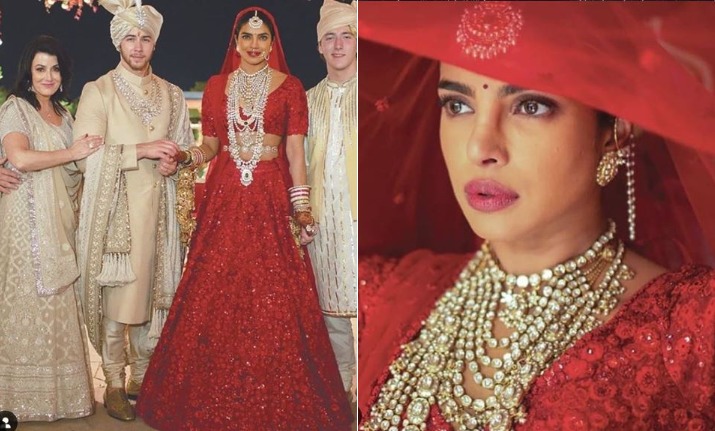 priyanka chopra red wedding dress