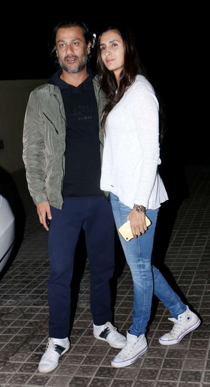India Tv - Abhishek Kapoor with wife Pragya Yadav at Uri Special Screening