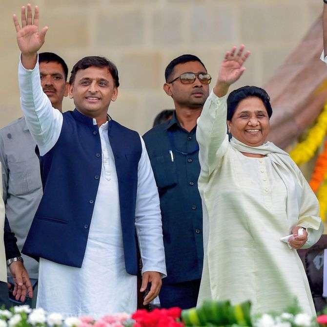 Samajwadi Party leader Akhilesh Yadav and Bahujan Samaj