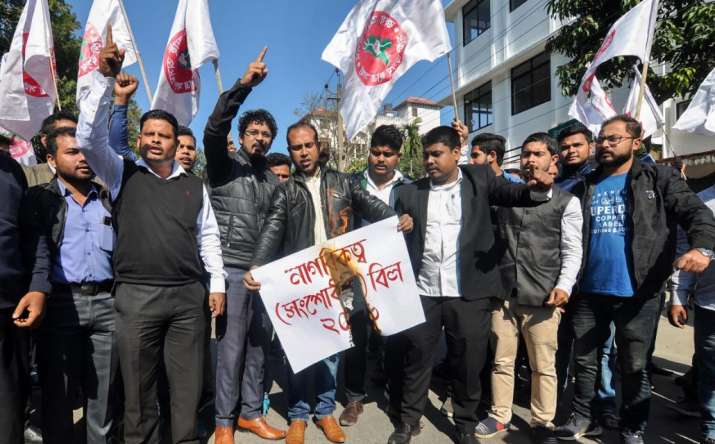 Guwahati: All Assam Students Union (AASU) activists hold