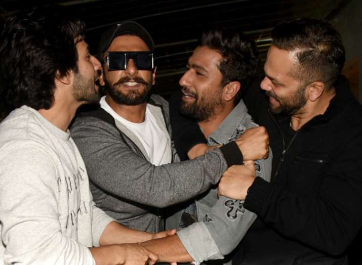 Videos Ranveer Singh Varun Dhawan Rohit Shetty Squeeze Vicky Kaushal