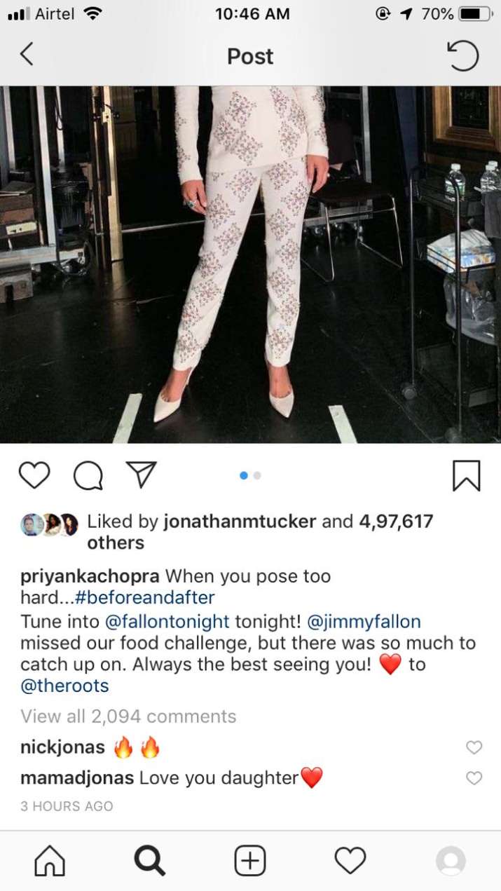  India Tv - Priyanka Chopra receives Mama Jonas' adorable comment on her latest Instagram post 