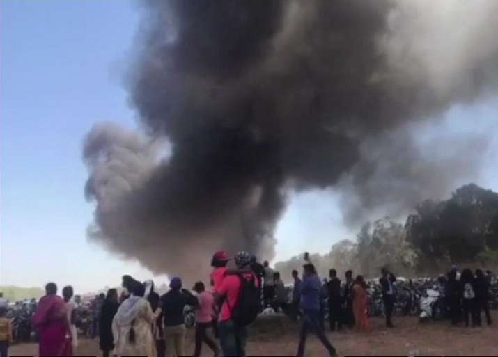India Tv - Fire near venue of Aero India 2019 in Bengaluru