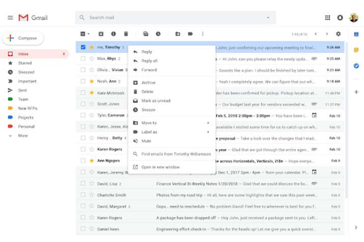 Gmail for web gets new features like right-click context menu with ...