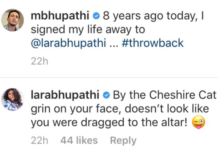   India Tv - Lara Dutta's Commentary on Mahesh Bhupathi's Mind Post 