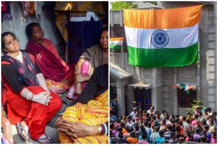 India Tv - Howrah: Relatives and neighbours gather at the residence of CRPF martyr Bablu Santra, who lost his life in Thursday's Pulwama terror attack