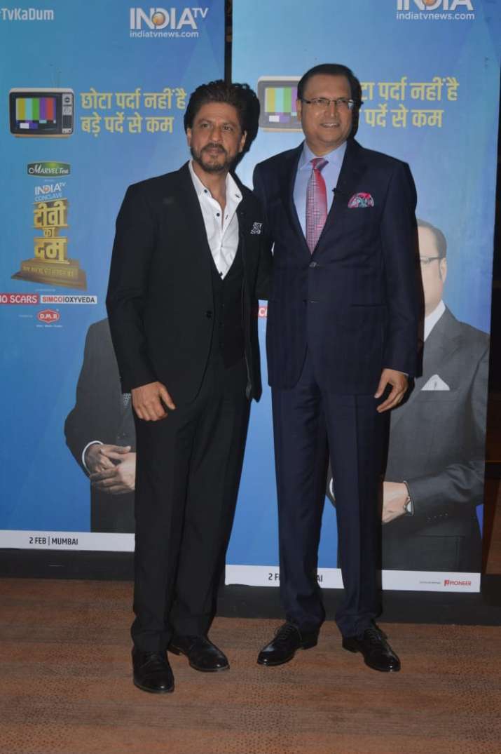   India TV - Shah Rukh Khan with the editor India TV chief, Rajat Sharma 