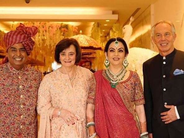 India Tv - Ambanis with Tony Blair and wife
