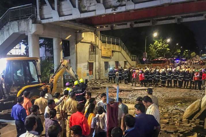 India Tv - Mumbai: Rescue work in progress after a foot overbridge near CSMT station collapsed