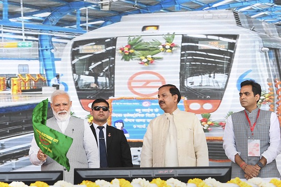 Prime Minister Narendra Modi flags off the Noida City