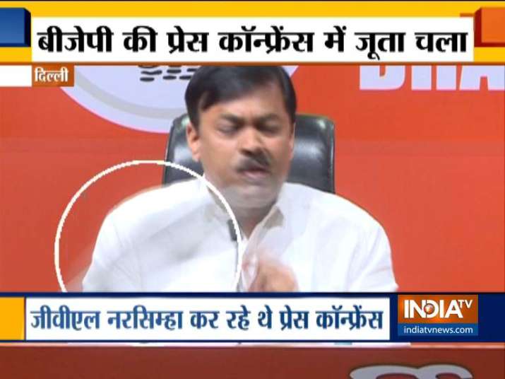BJP spokesperson GVL Narasimha Rao during a press
