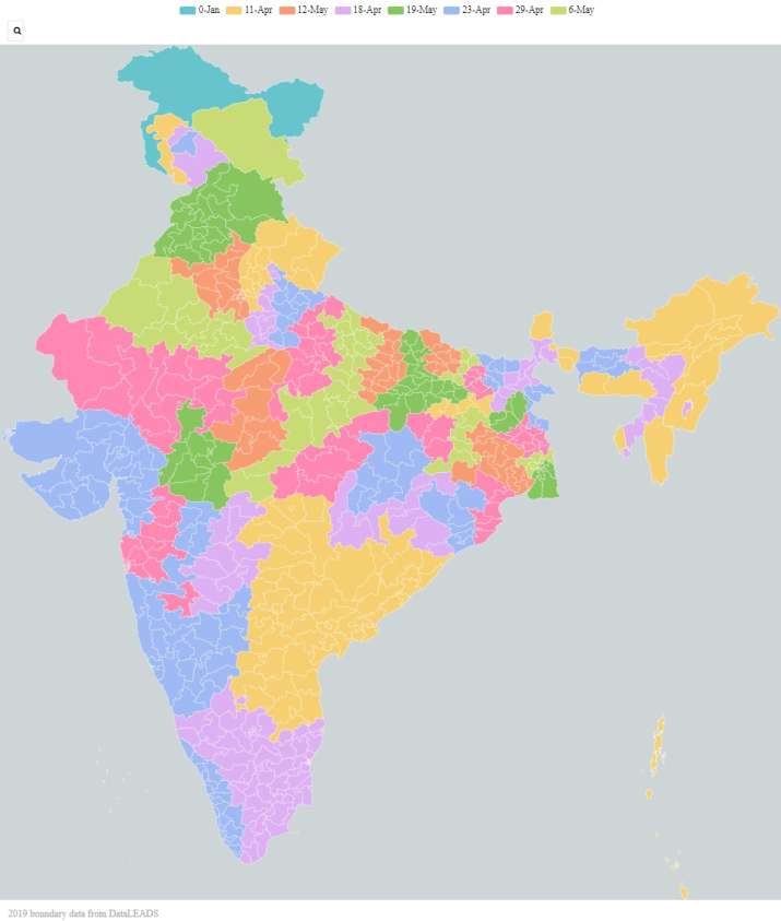 India Tv - Phase-wise map of India's Lok Sabha constituencies. 