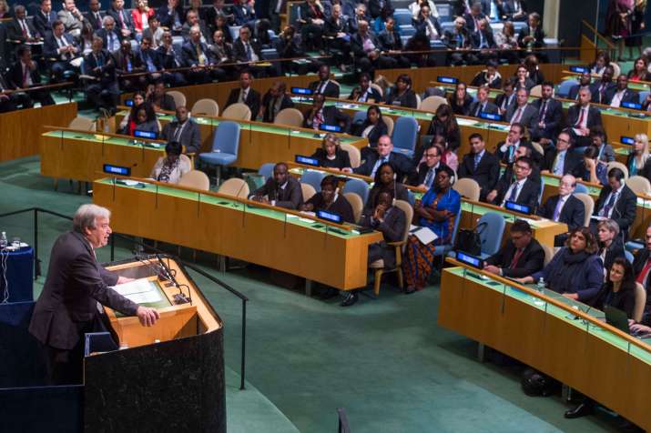 The UN chief lit a candle in honour of the 115 colleagues