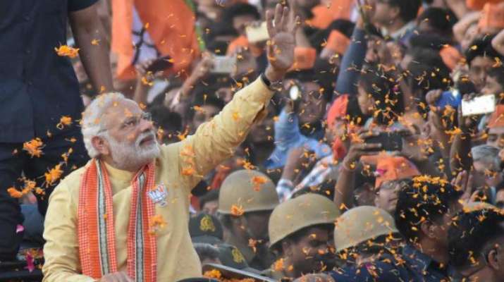 Prime Minister Narendra Modi in his constituency of
