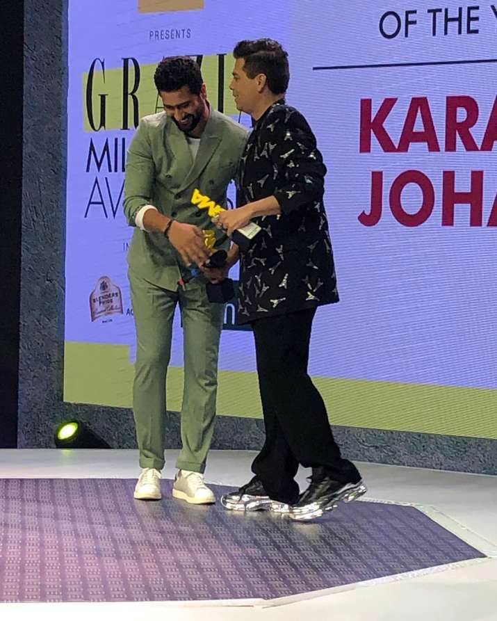 India Tv - Vicky kaushal shares a moment with filmmaker Karan Johar