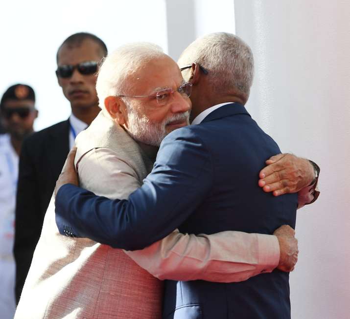 PM Narendra Modi being welcomed by the President of