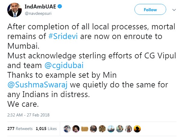India Tv - Sushma Swaraj extends help to Kapoor family after Sridevi's demise