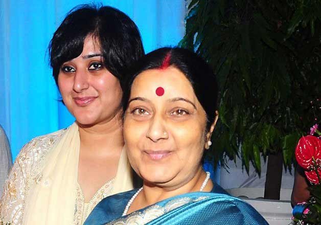 India Tv - Sushma Swaraj with daughter Bansuri (File Pic)