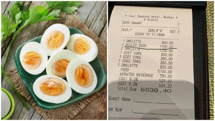 Two boiled eggs at high-end Four Seasons Hotel in Mumbai