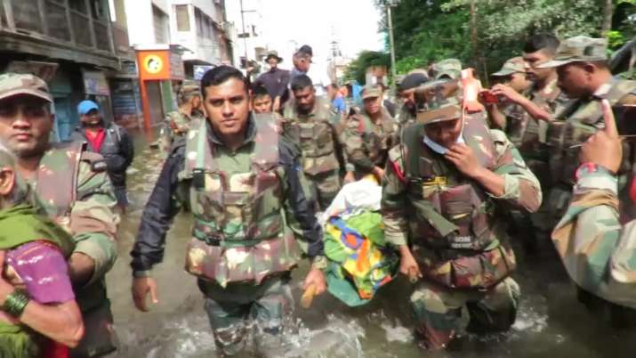 Indian Army jawans have been pressed into rescue and relief