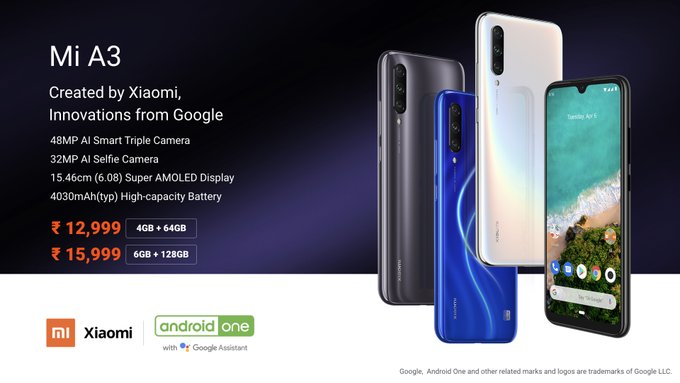 Android One Powered Xiaomi Mi A3 Smartphone Now In India Gadgets