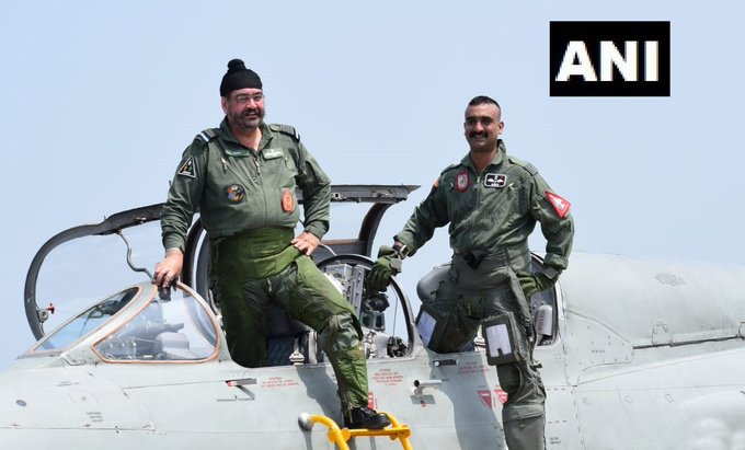 Air Chief Marshal BS Dhanoa with Wing Commander Abhinandan